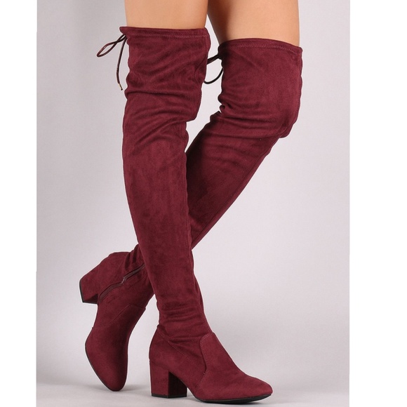 Last 6 Burgandy Suede boots Over knee - Picture 2 of 3